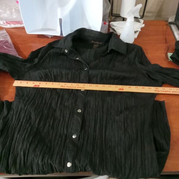 Ashley Stewart shirt Dress women's size 18 black button up - Picture 10 of 15